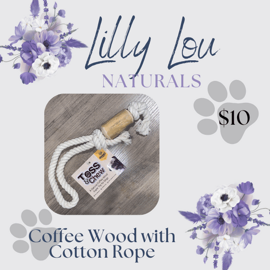 Coffee Wood and Cotton Rope Toss & Chew